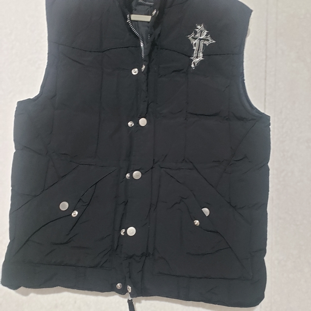 COWBOY....Chrome Hearts Black Puffer Vest..size:M - Picture 3 of 12